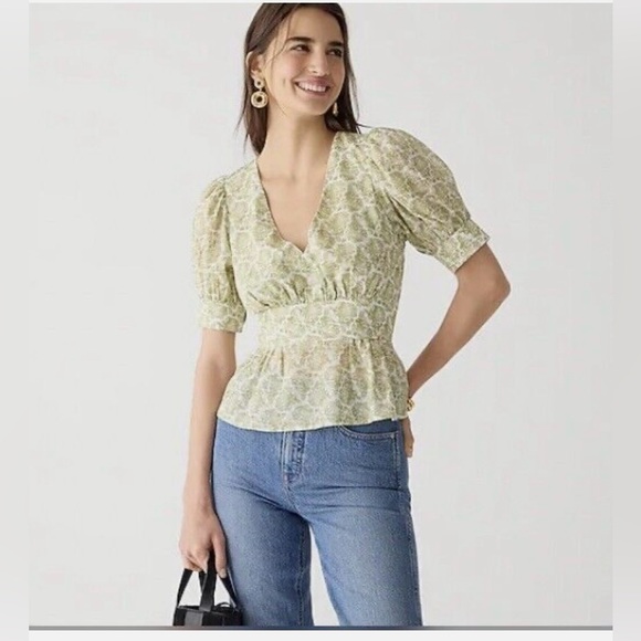 J. Crew Tops - J. Crew V Neck Puff Sleeve Blouse Size 16